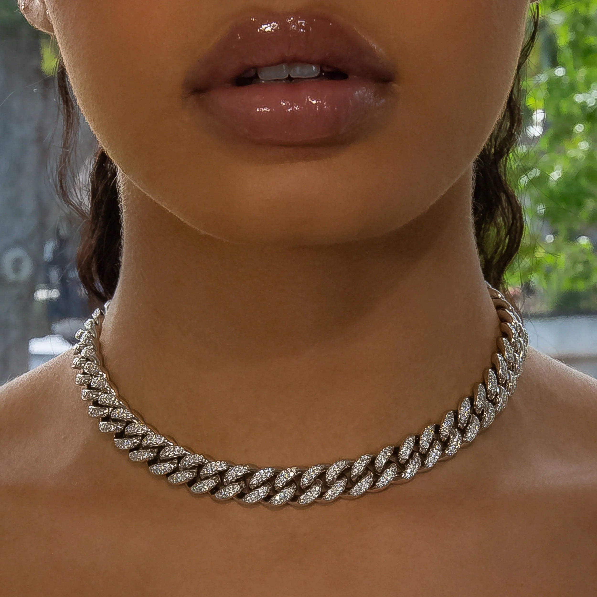 12mm Cuban Link Choker in White Gold: Miami's Boldest Everyday Chain