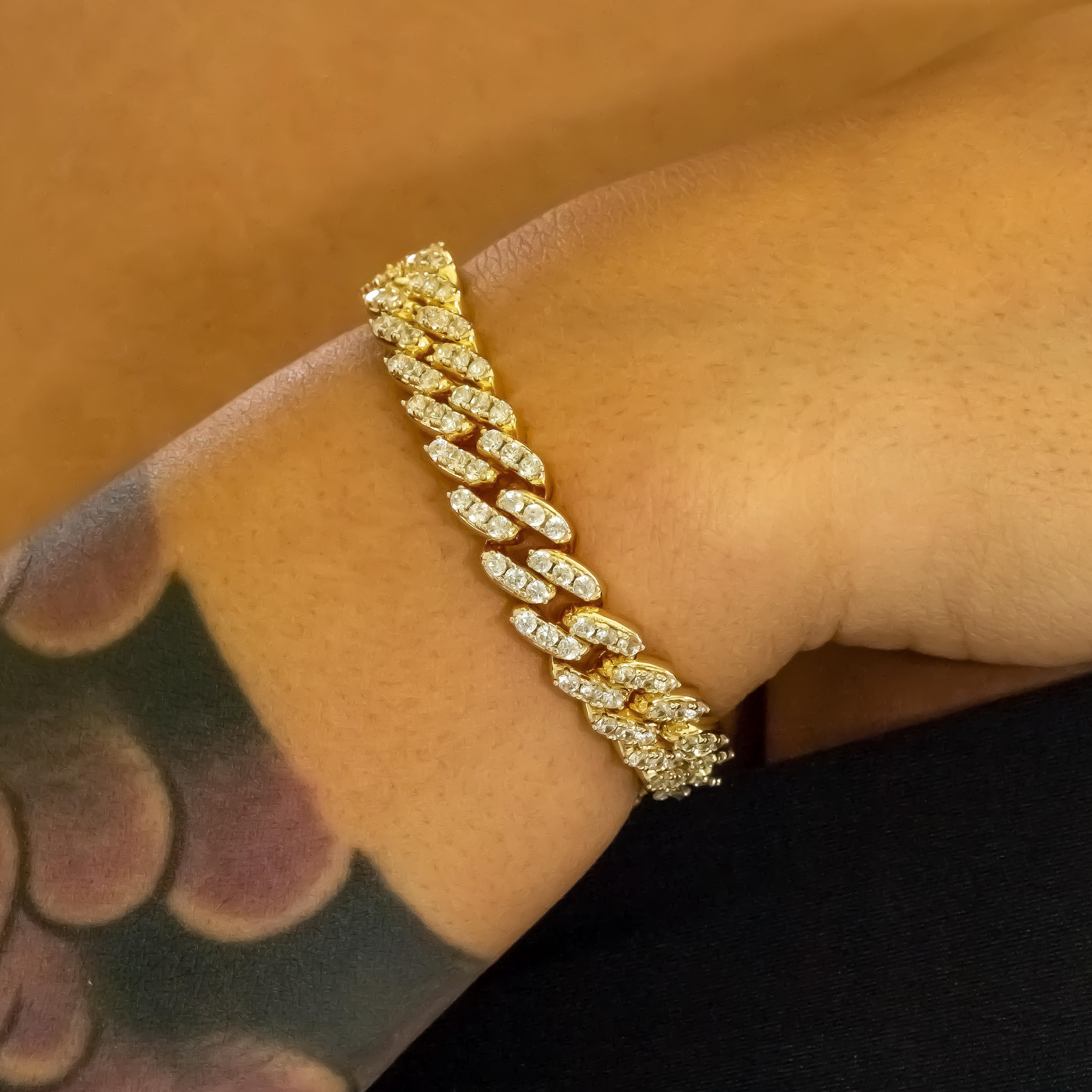 8mm cuban link chain in yellow, white, and rose gold variants