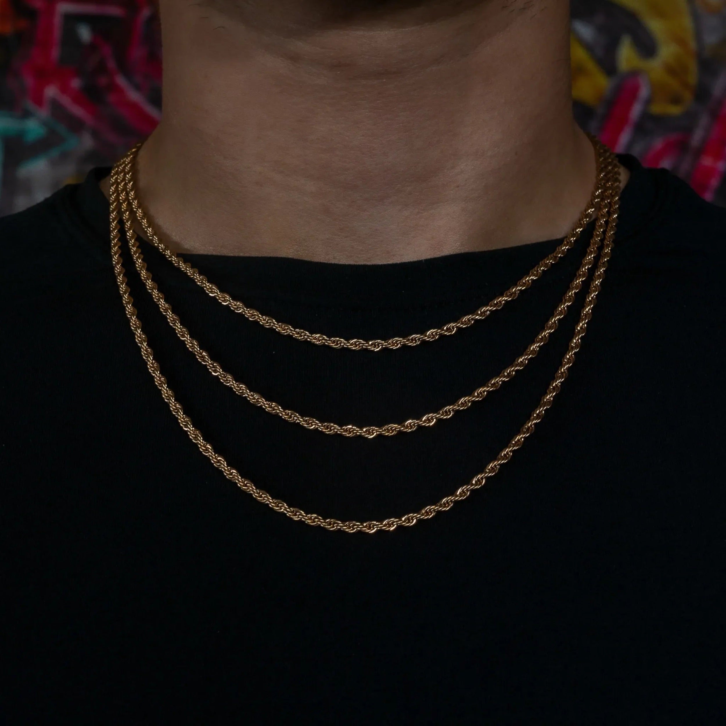 3mm Rope Chain in Rose Gold · male-model