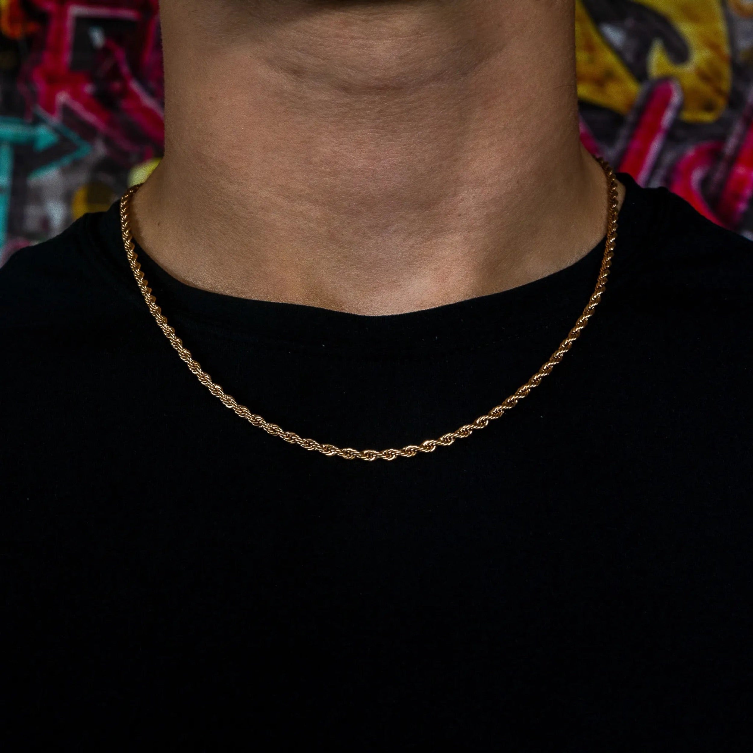 3mm Rope Chain in Rose Gold · male-model
