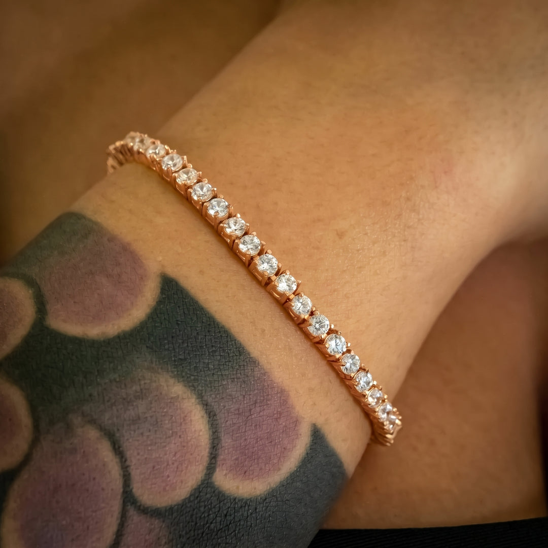 3mm Diamond Tennis Bracelet - 18K Rose Gold · female-model