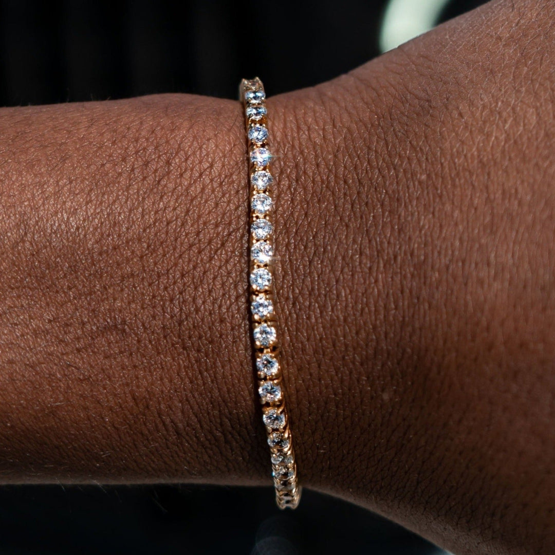 3mm Tennis Bracelet - 18K Yellow Gold · male-model