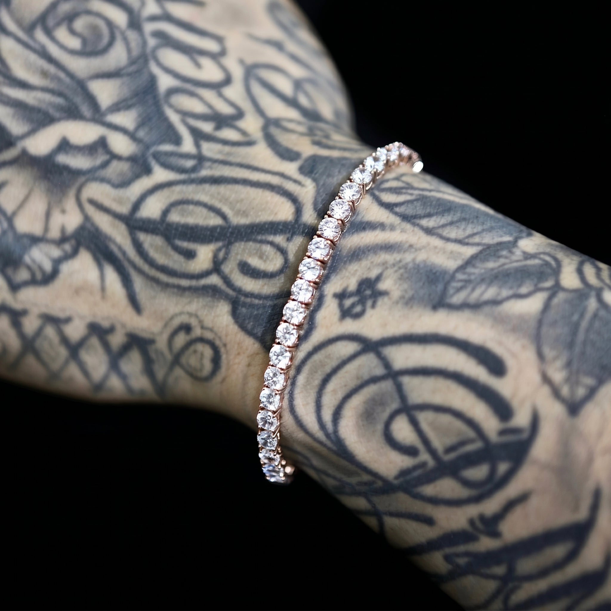4mm Tennis Bracelet - 18K Rose Gold · male-model