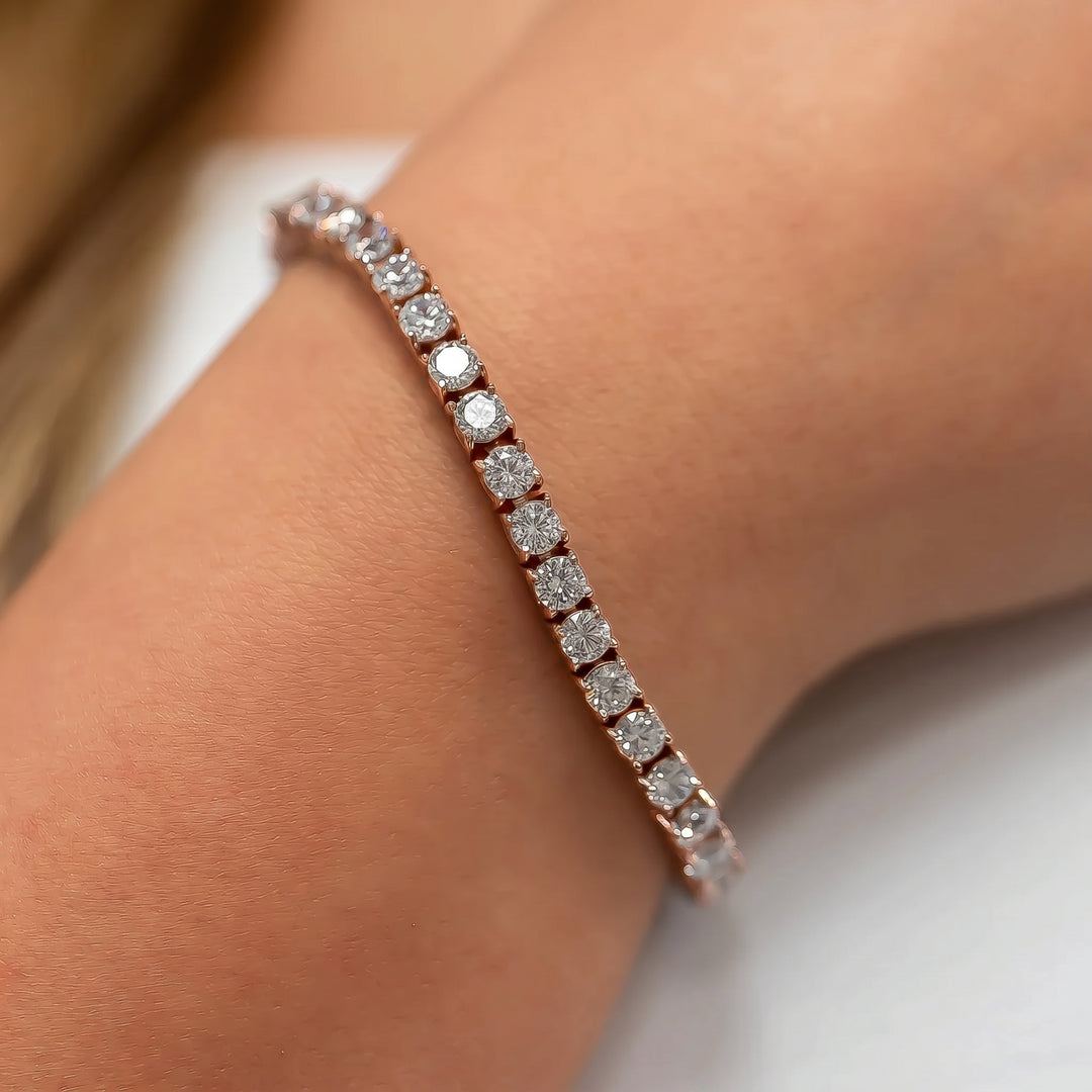 4mm Rose Gold Diamond Tennis Bracelet · female-model
