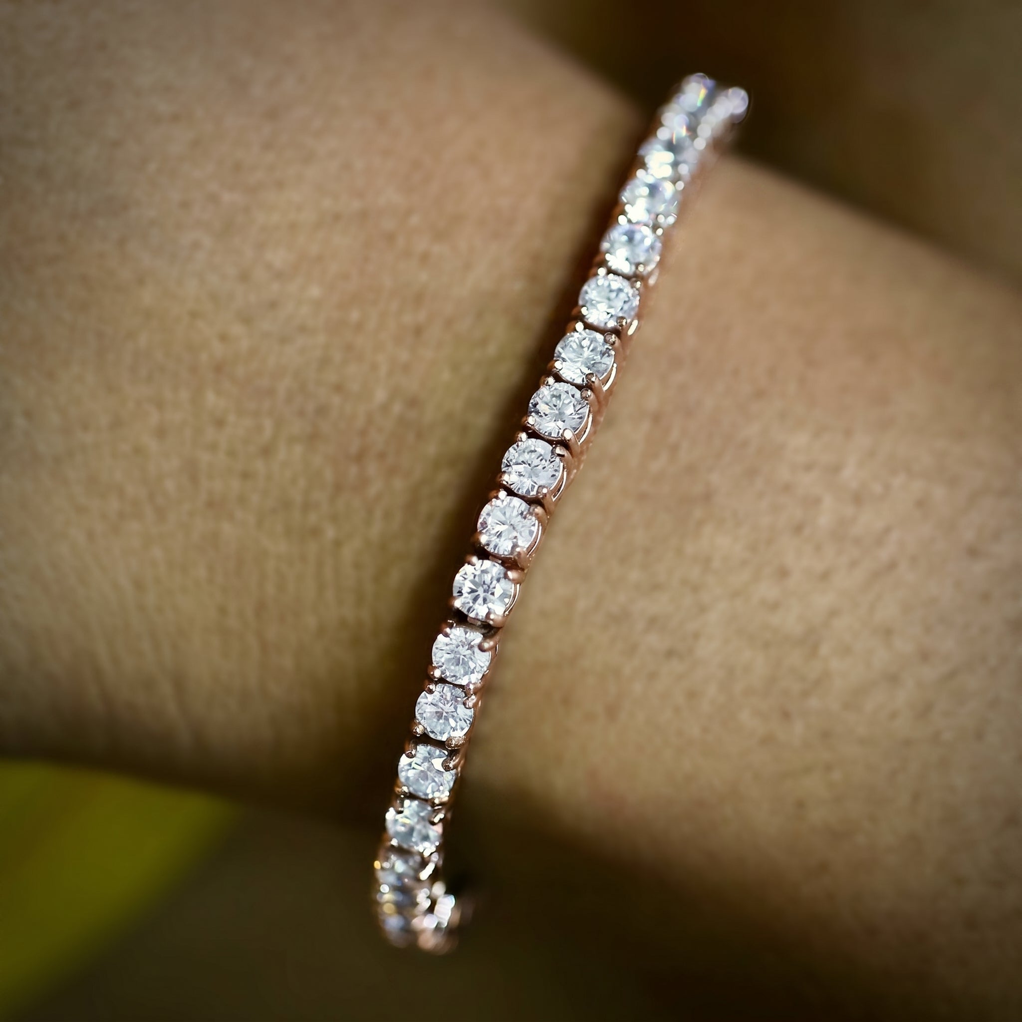 4mm Rose Gold Diamond Tennis Bracelet (view 4 of 4) · female-model