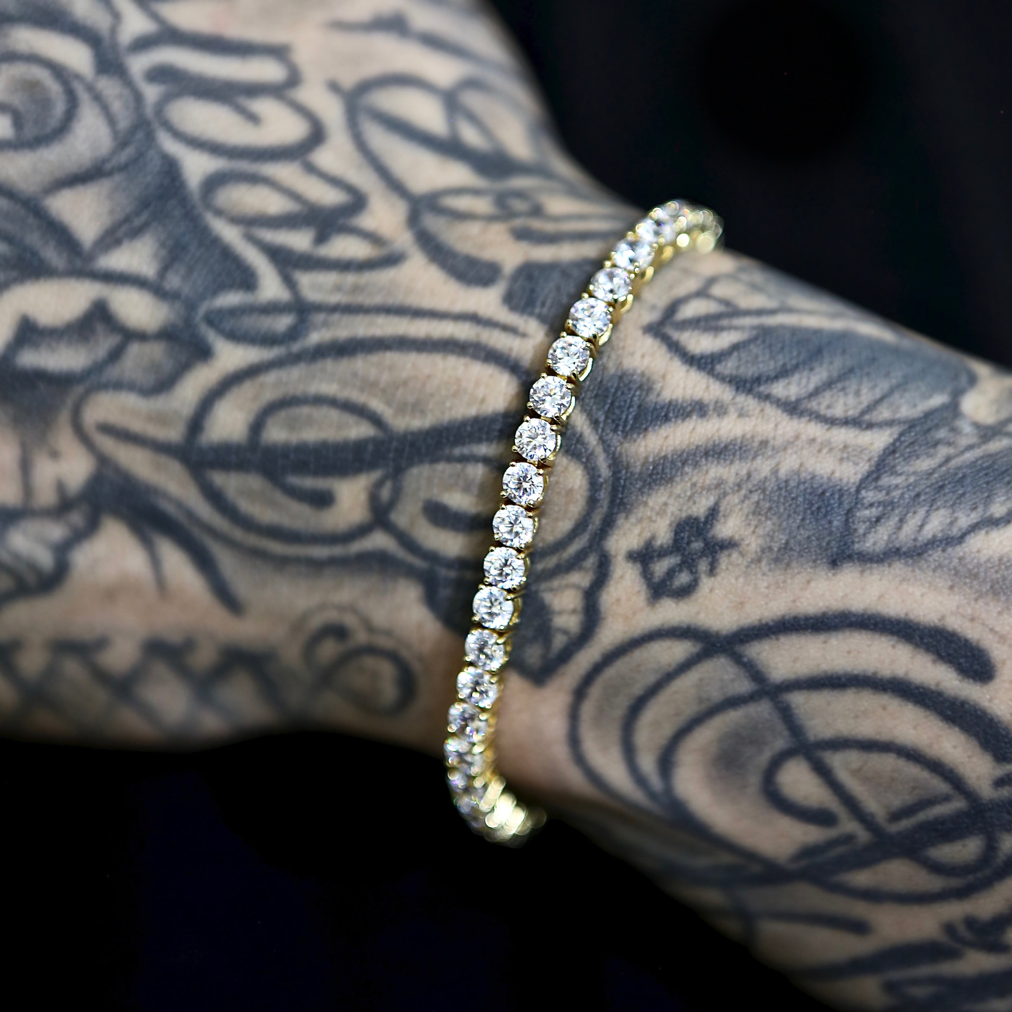 4mm Tennis Bracelet - 18K Yellow Gold · male-model