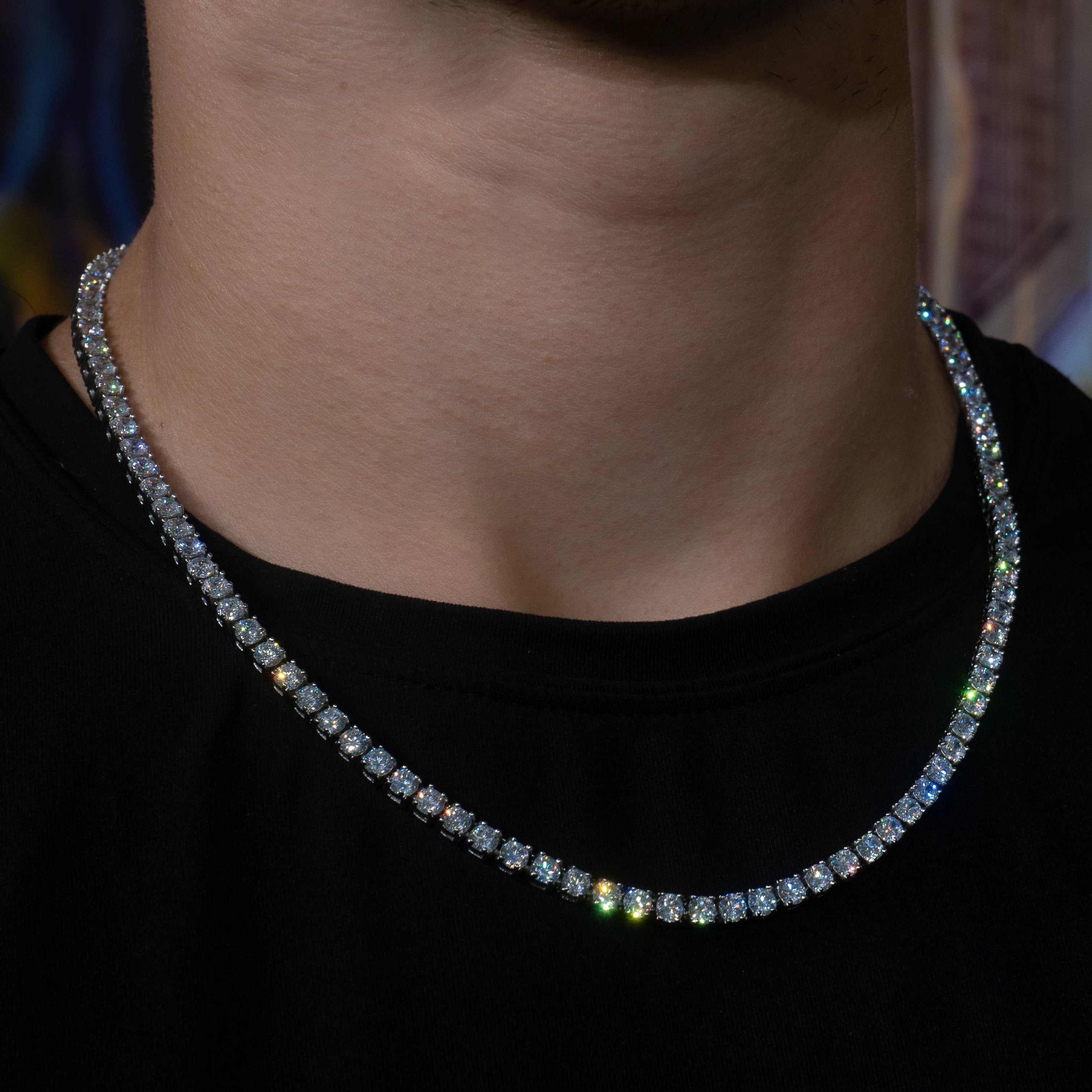 4mm Tennis Chain - 18K Yellow Gold · male-model