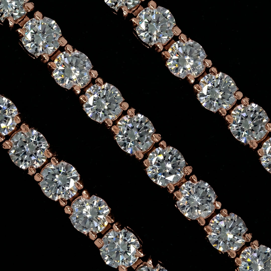 5mm Diamond Tennis Choker/ Necklace 18K Rose Gold · female-model