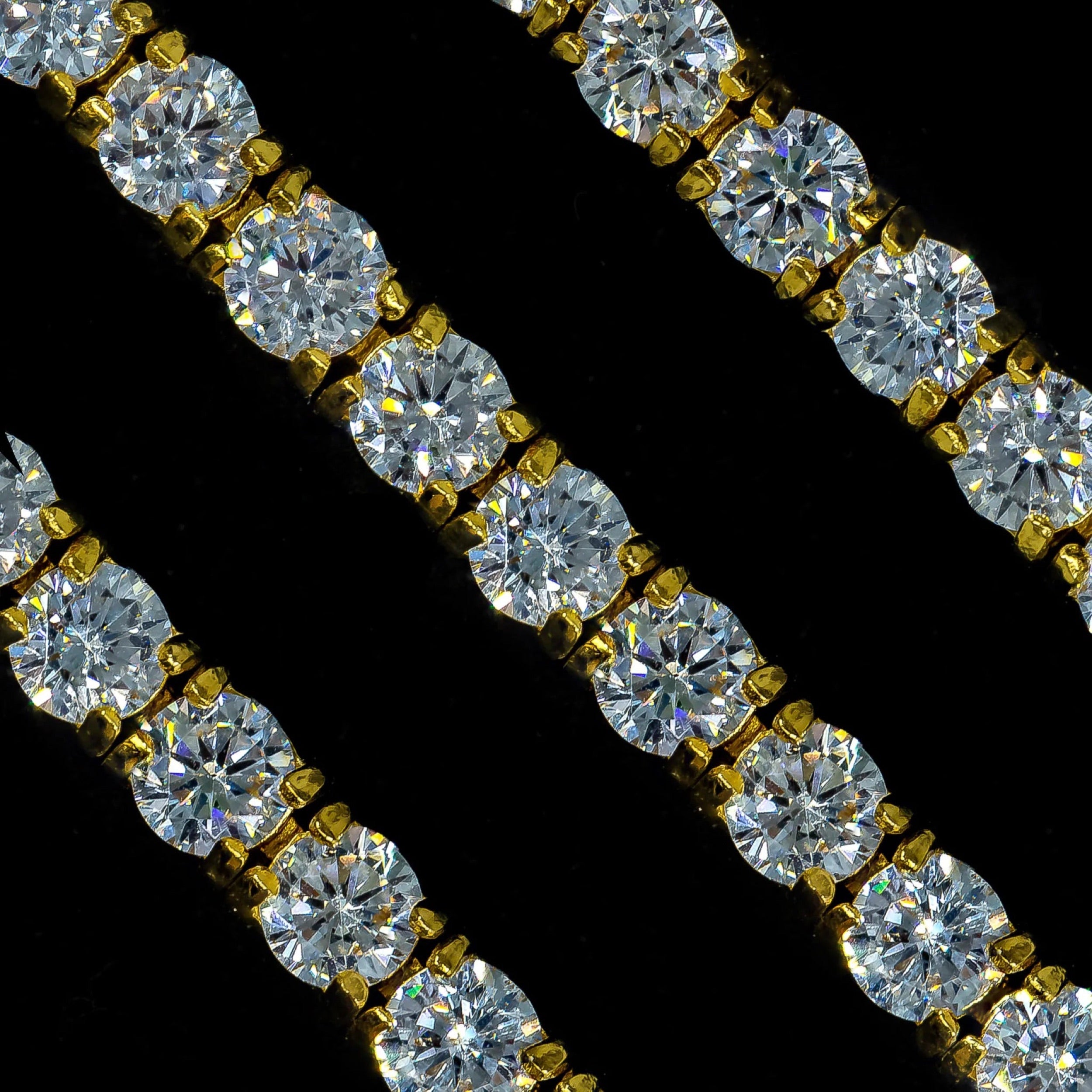 5mm Diamond Tennis Choker/ Necklace 18K Yellow Gold · female-model