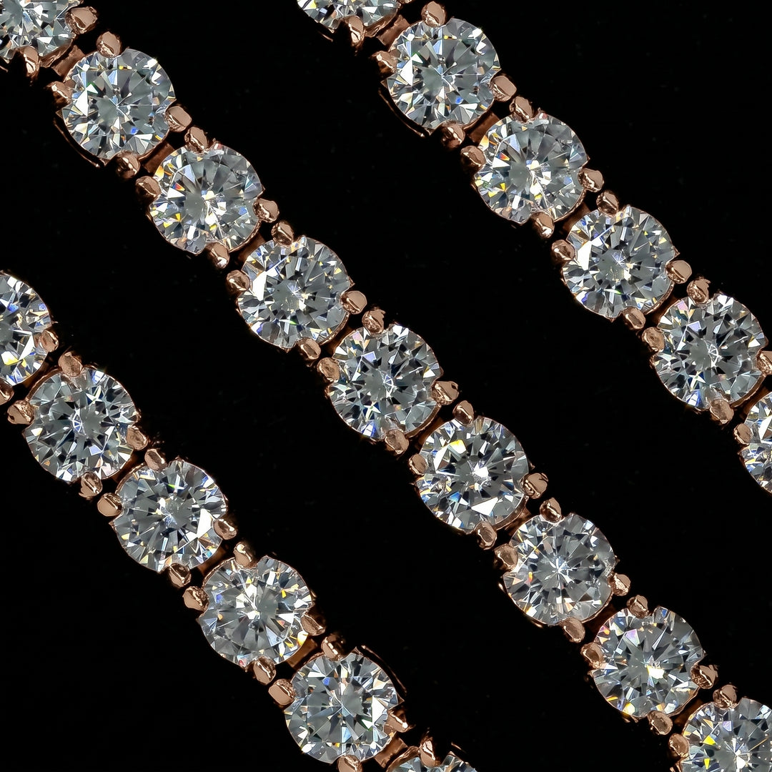 5mm Rose Gold Diamond Tennis Bracelet · female-model