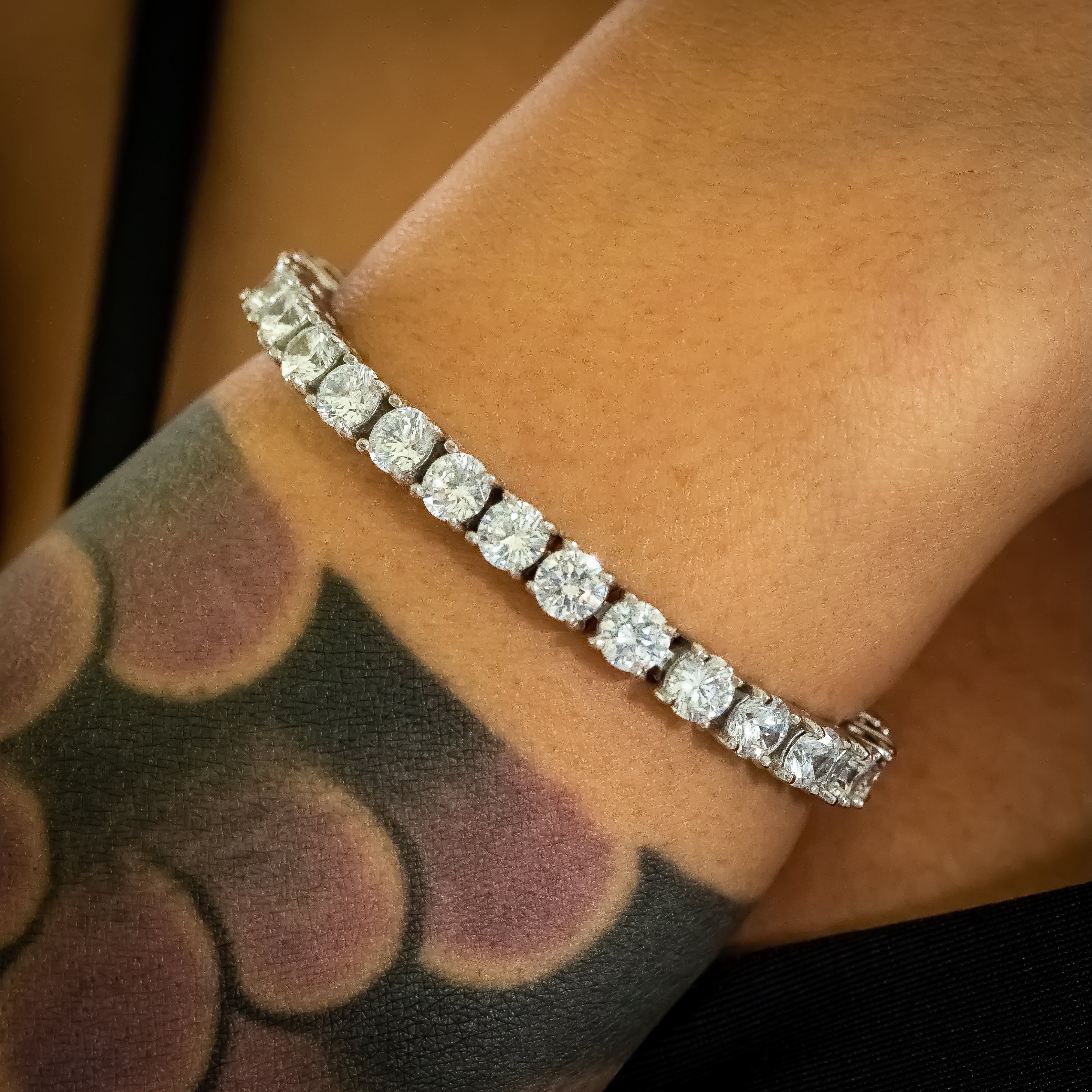 5mm White Gold Diamond Tennis Bracelet (view 2 of 3) · female-model