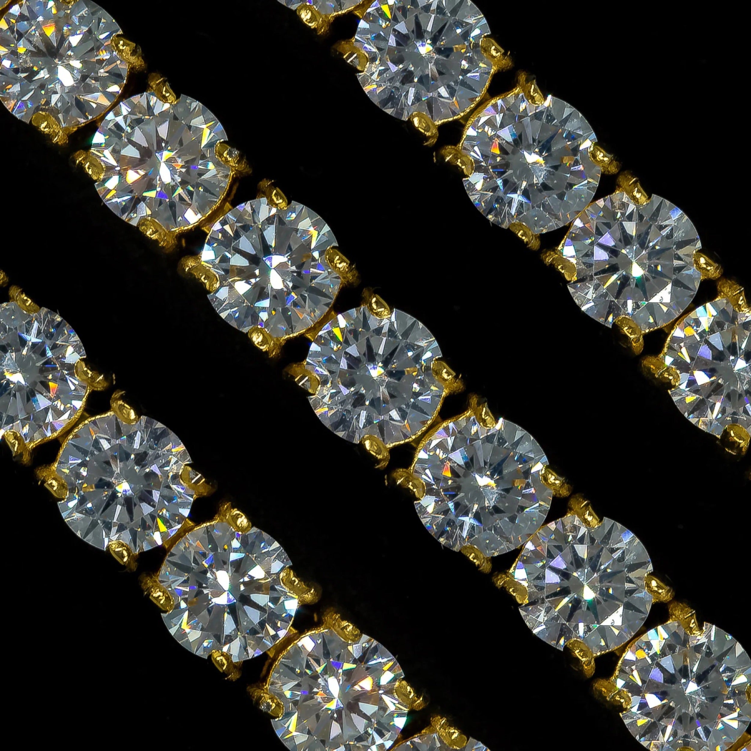 6mm Diamond Tennis Choker/ Necklace 18K Yellow Gold · female-model