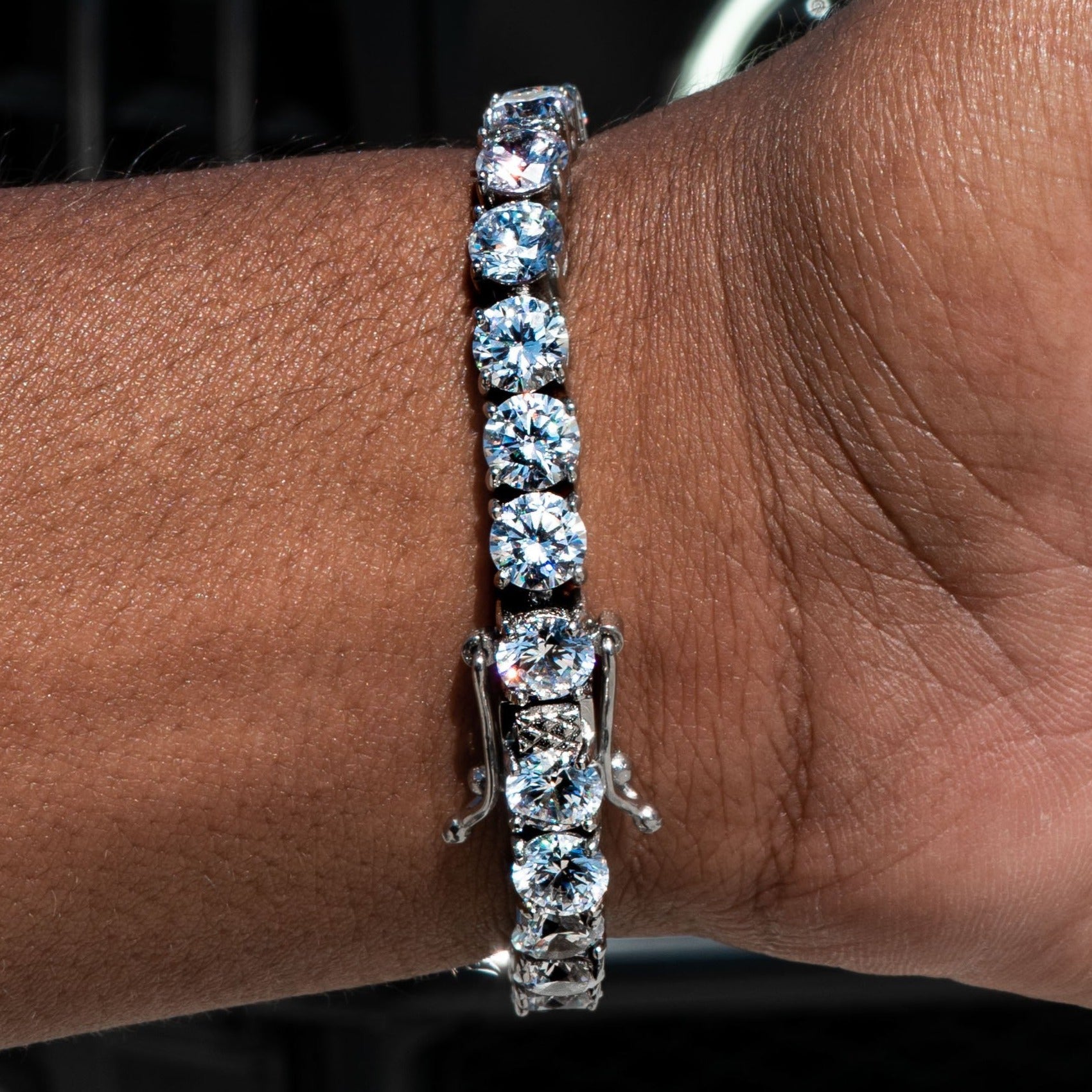 6mm White Gold Tennis Bracelet - 18K White Gold · male-model