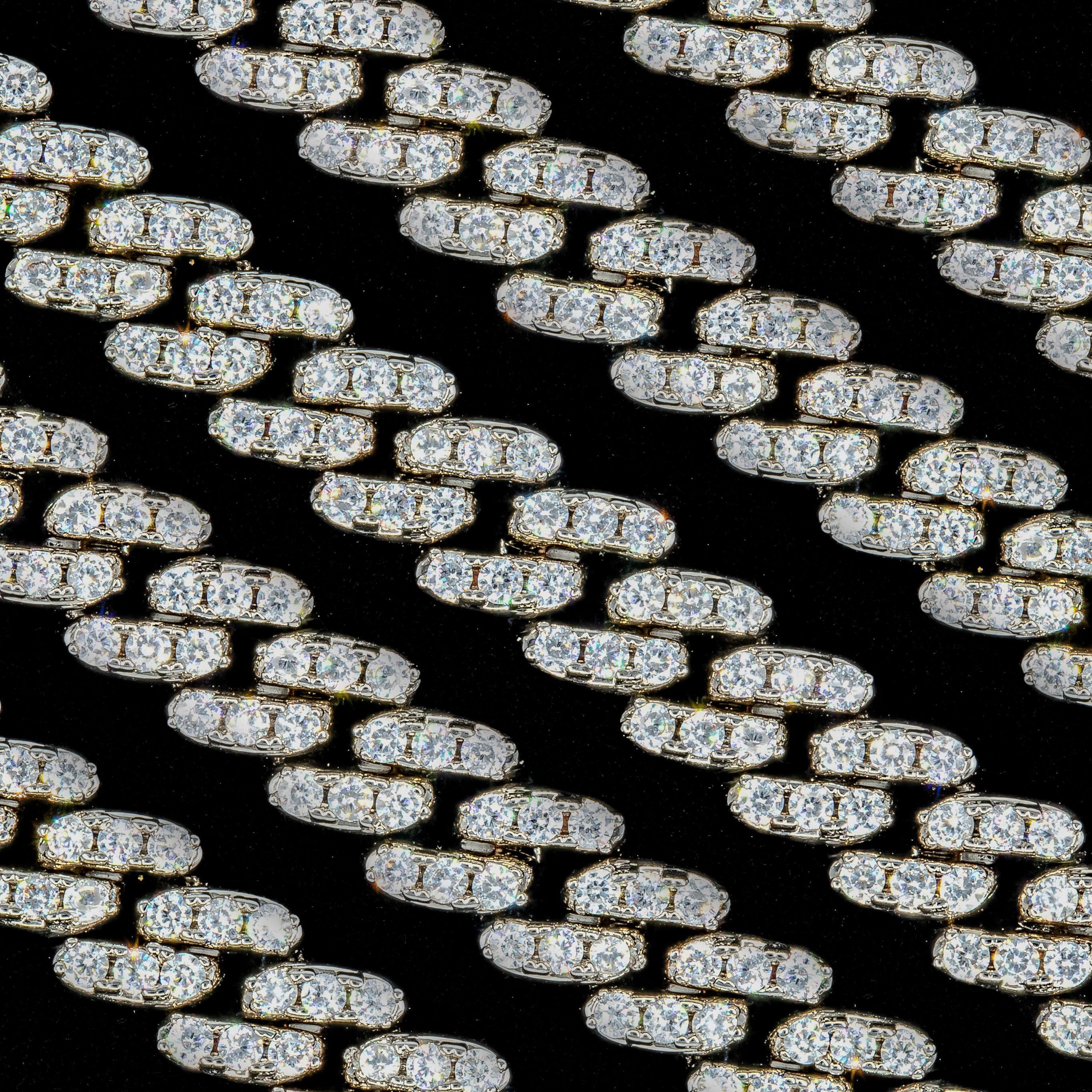 8mm Cuban Link Choker/Necklace in 18K White Gold · female-model