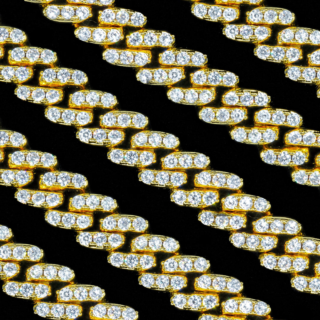 SKRT 8mm Cuban Link Anklet in Yellow Gold, original studio detail on black background