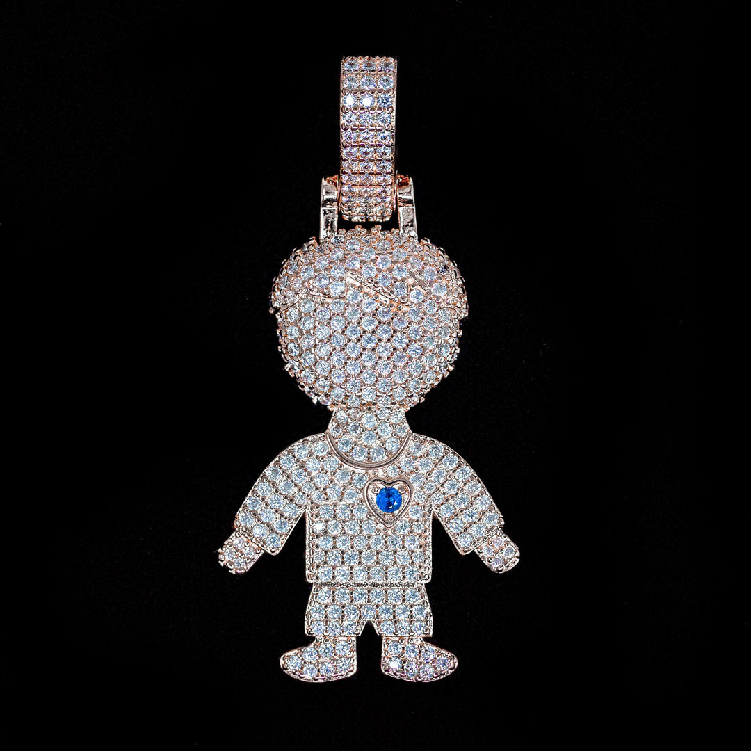 Diamond Boy Pendant in Rose Gold | SKRT® · female-model