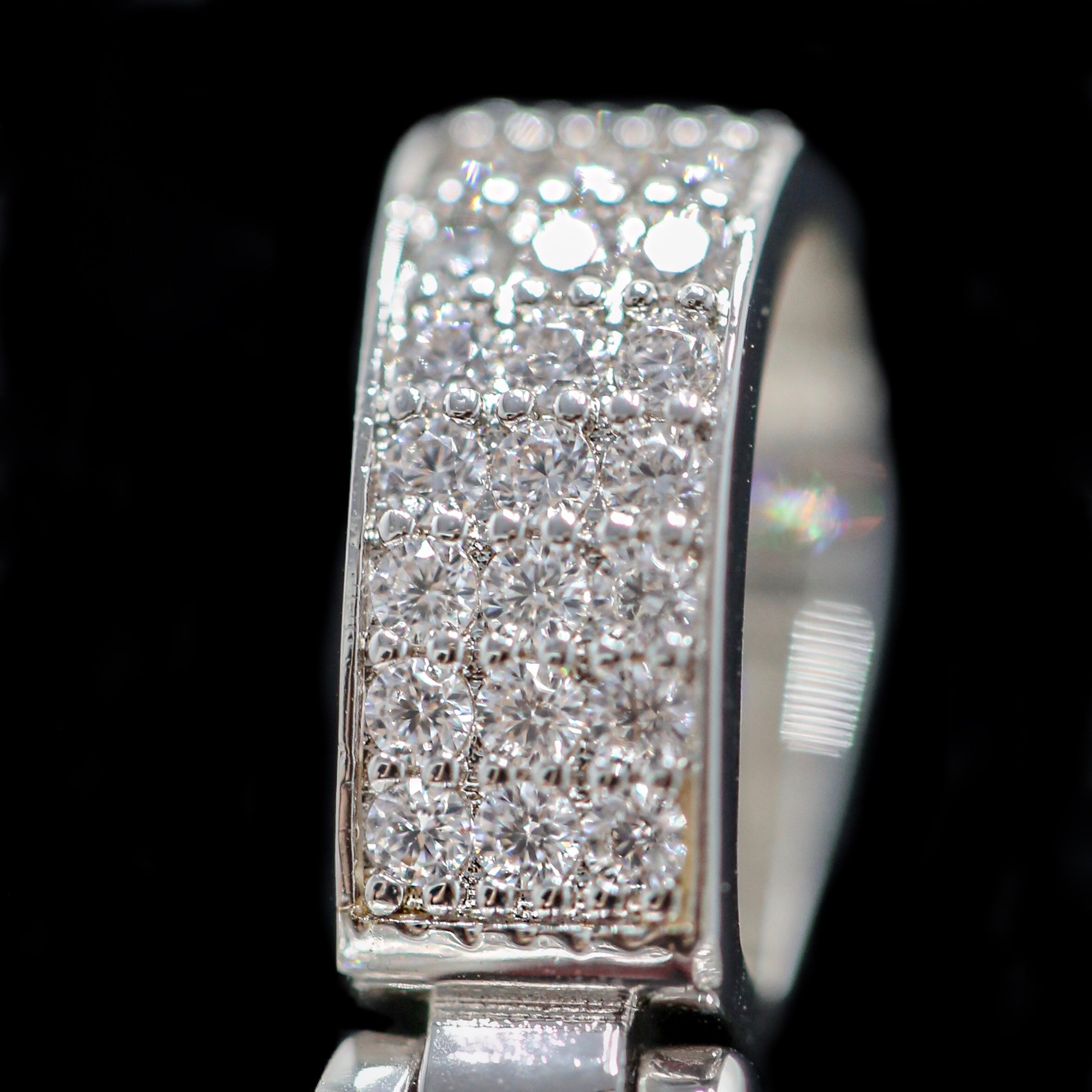 Iced Out Diamond Broken Heart in White Gold (view 3 of 3) · female-model