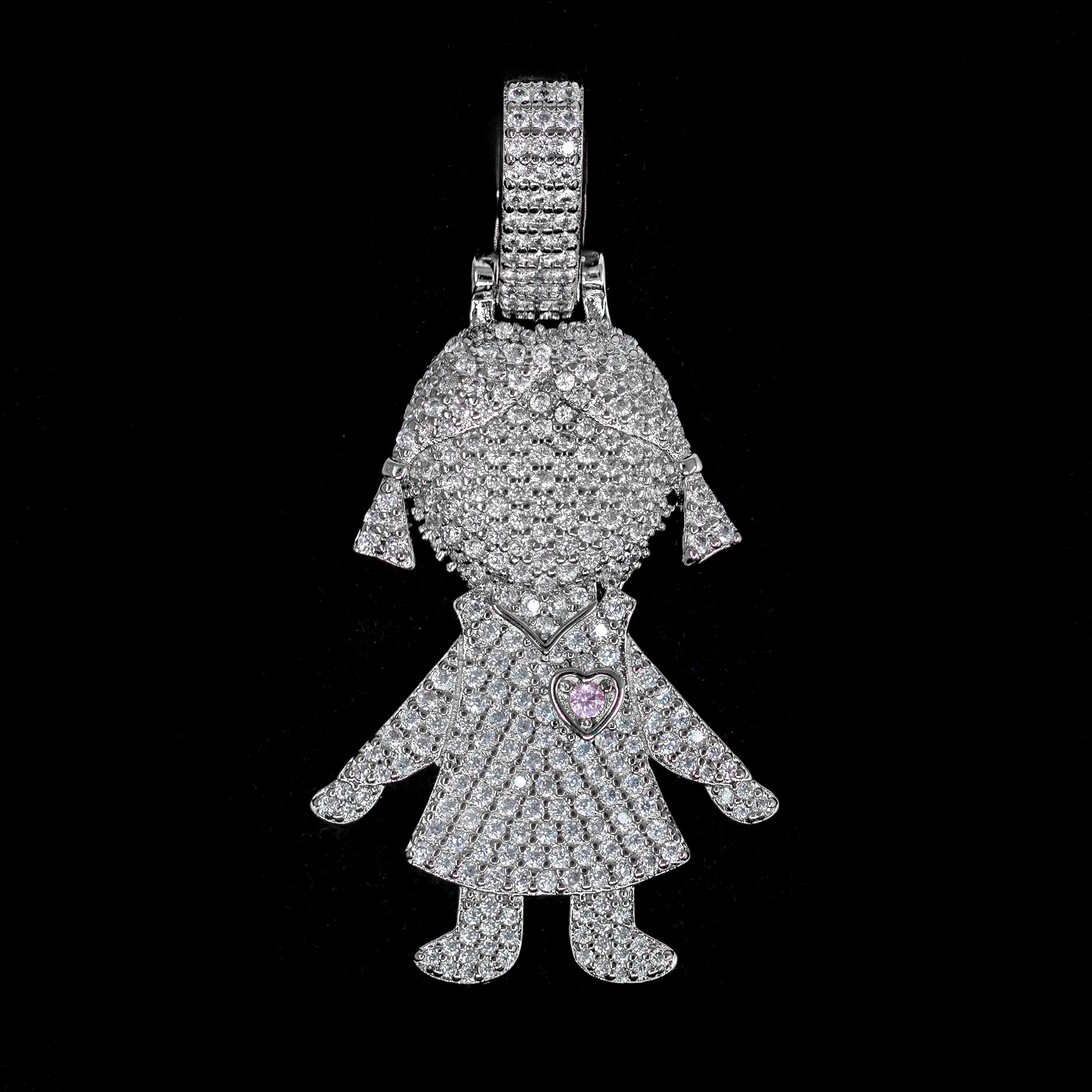 Diamond Girl / Daughter Pendant in White Gold | SKRT® · female-model