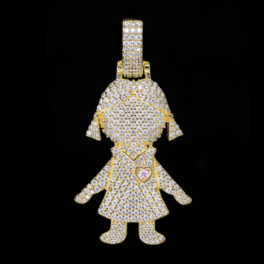 Diamond Girl / Daughter Pendant in Yellow Gold | SKRT® · female-model