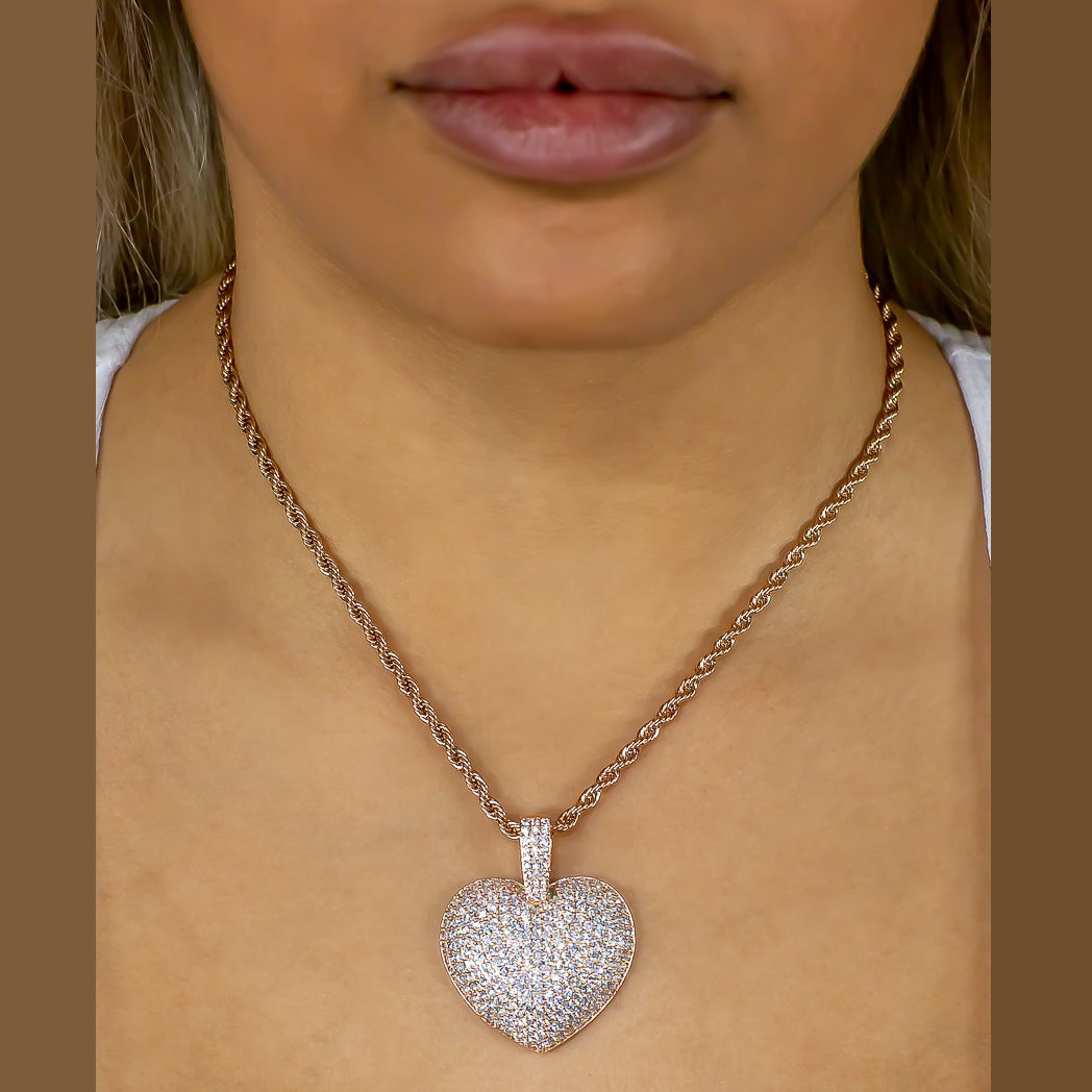 Diamond Heart in 18K Rose Gold - product image · female-model