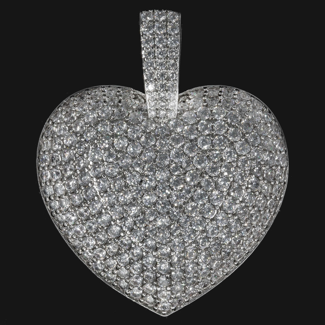 Iced Diamond Heart in White Gold (alternate view) · female-model