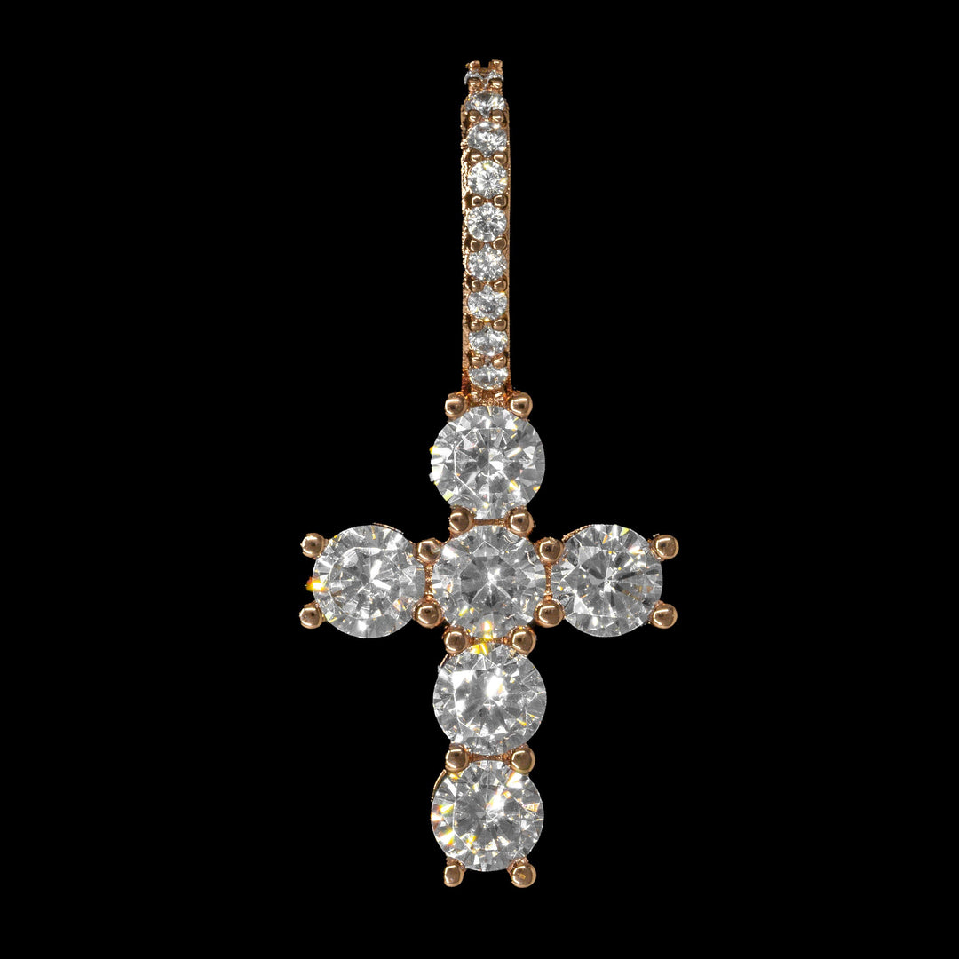 Iced Mini Cross in Rose Gold | SKRT® · female-model