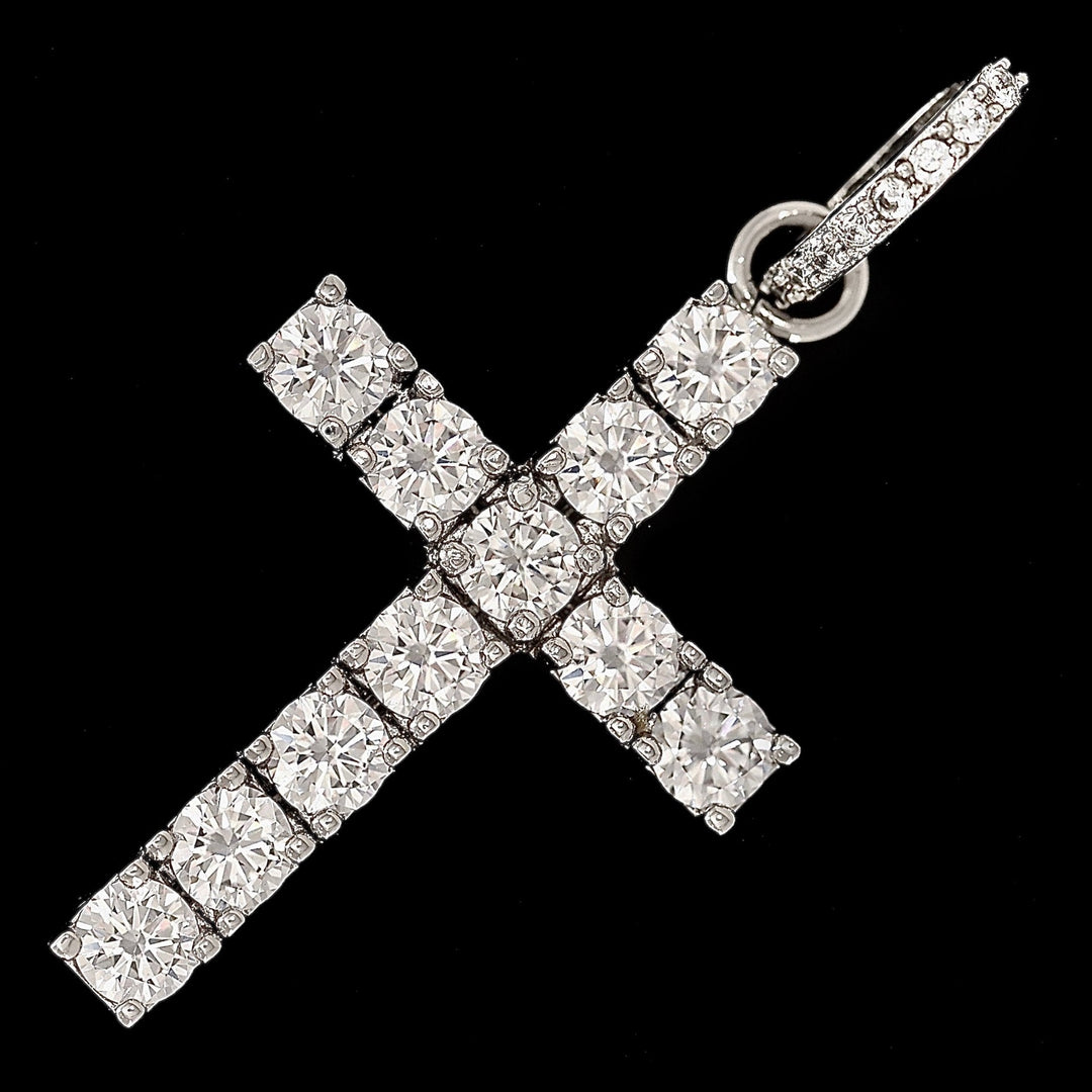 Iced Original Cross in White Gold (view 2 of 3) · female-model