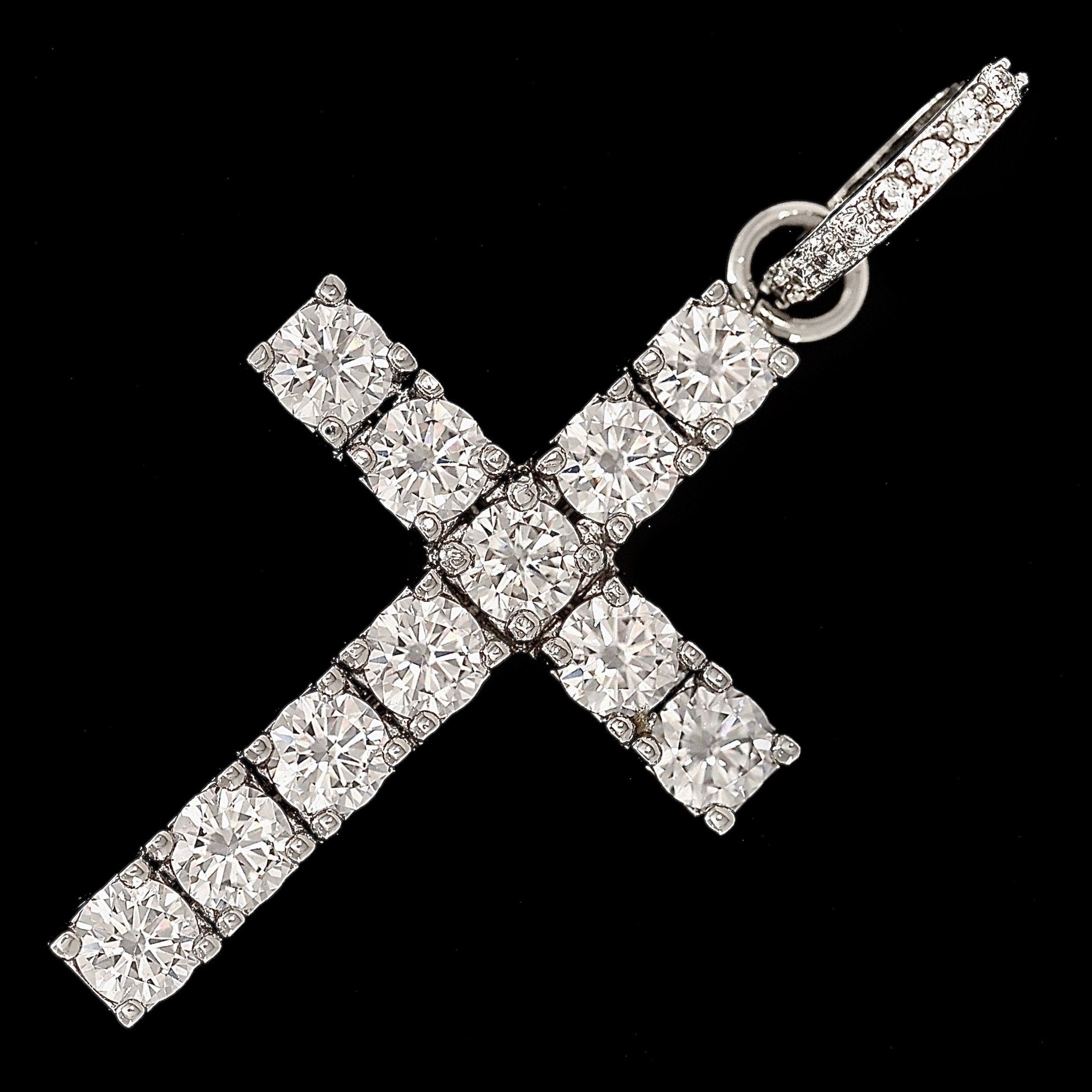 Iced Diamond Original Cross in White Gold (view 3 of 11) · female-model