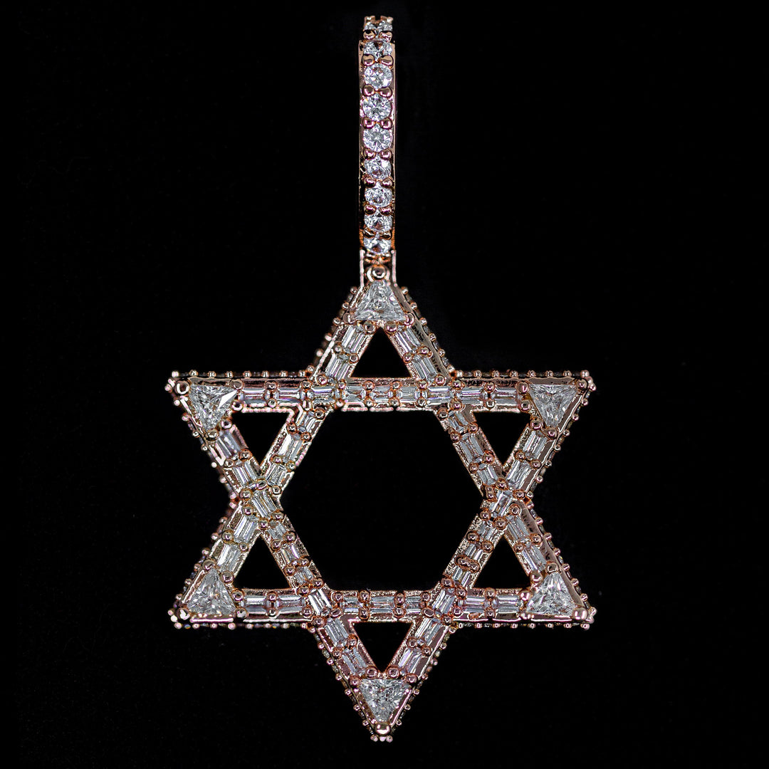 Diamond Star of David in Rose Gold - Baguette Edition | SKRT® · female-model