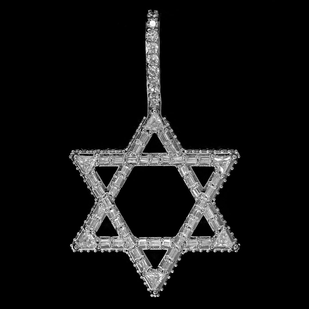 Diamond Star of David in White Gold - Baguette Edition | SKRT® · female-model