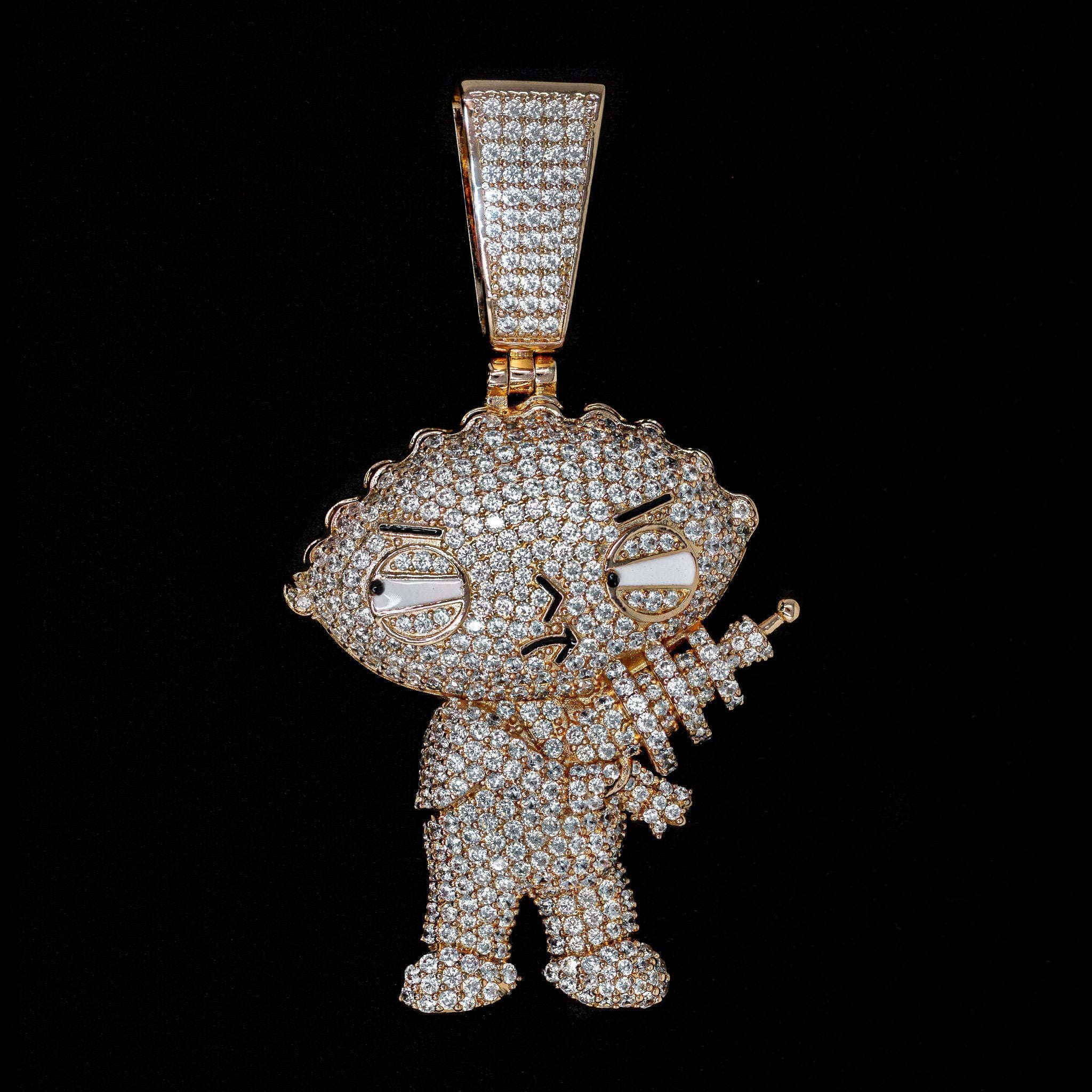 Diamond Stewie Pendant - 18K Rose Gold · female-model