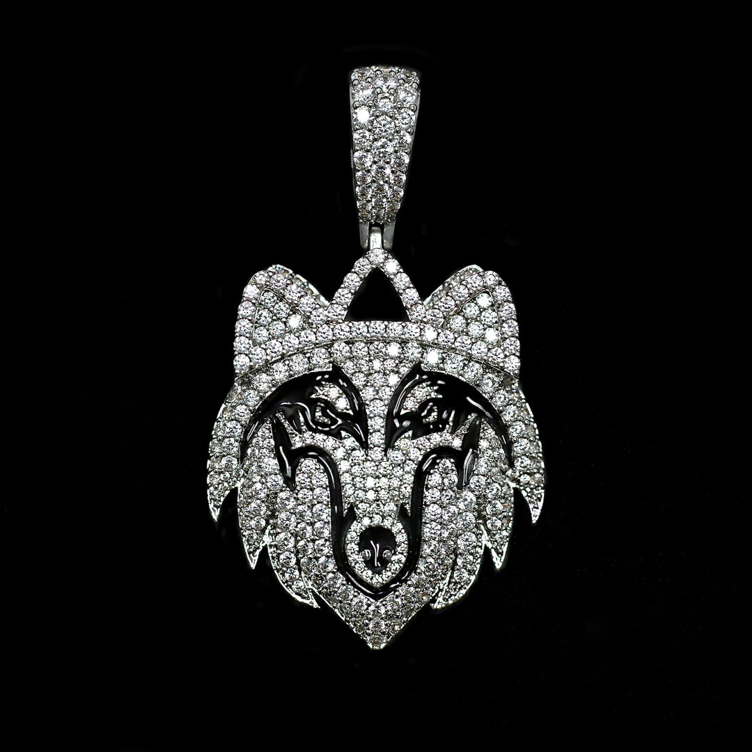 Iced Diamond Wolf in White Gold (view 4 of 4) · female-model