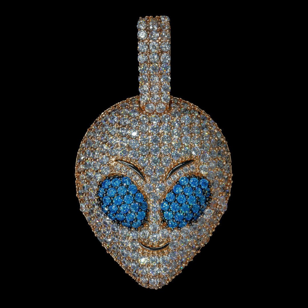 Iced Alien Pendant - 18K Rose Gold · male-model