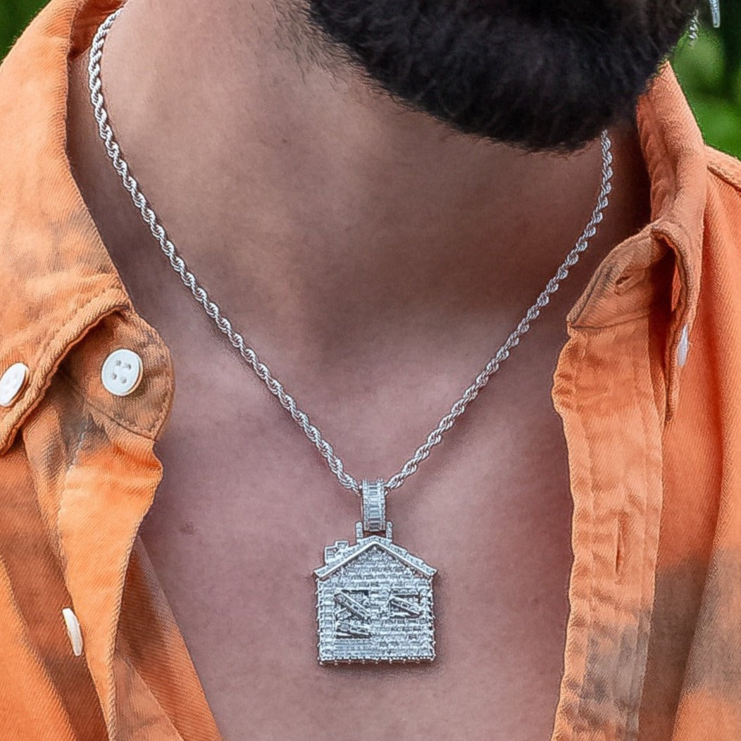 Iced Baguette Trap House in White Gold (view 3 of 5) · male-model