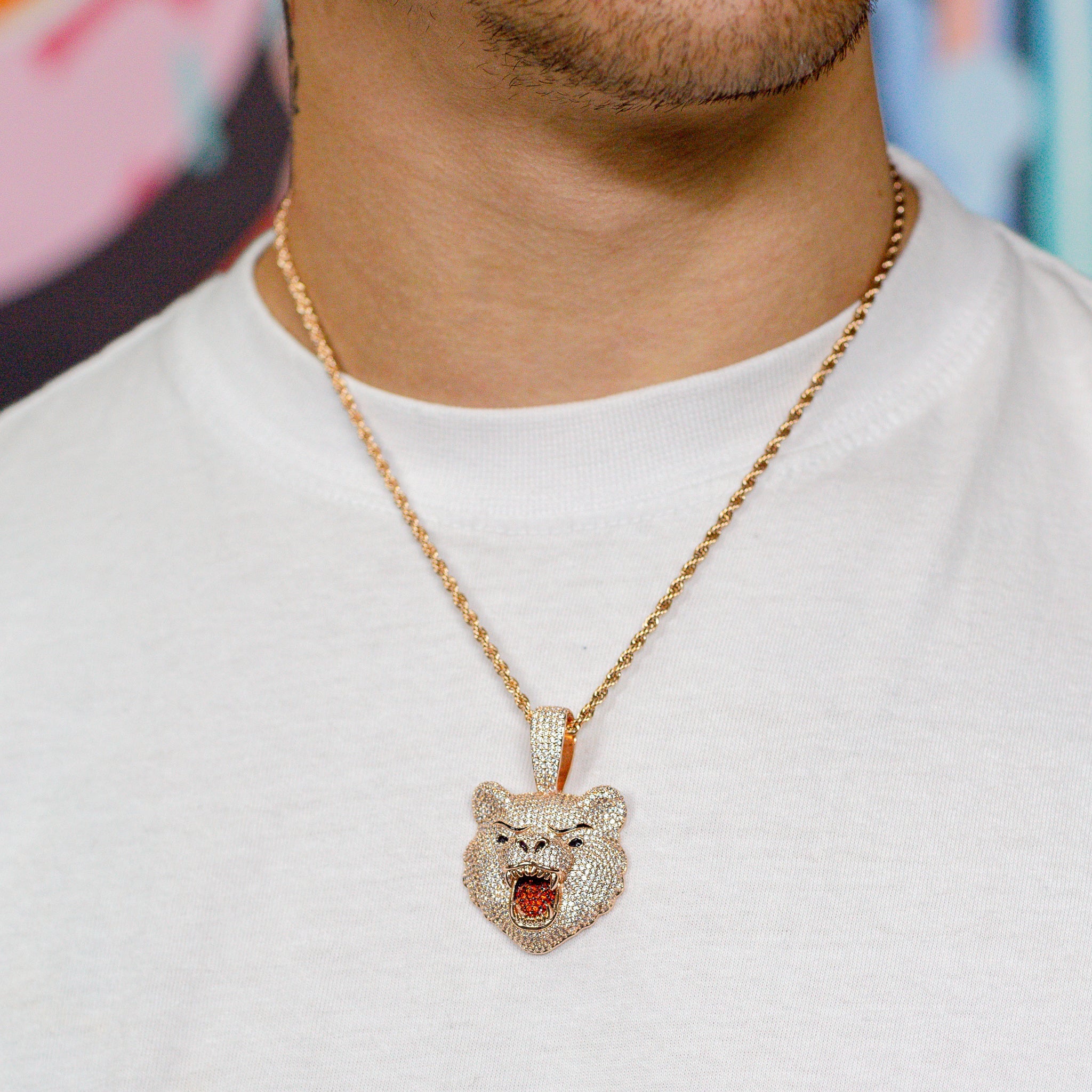 Iced Out Bear in Rose Gold (view 3 of 3) · male-model