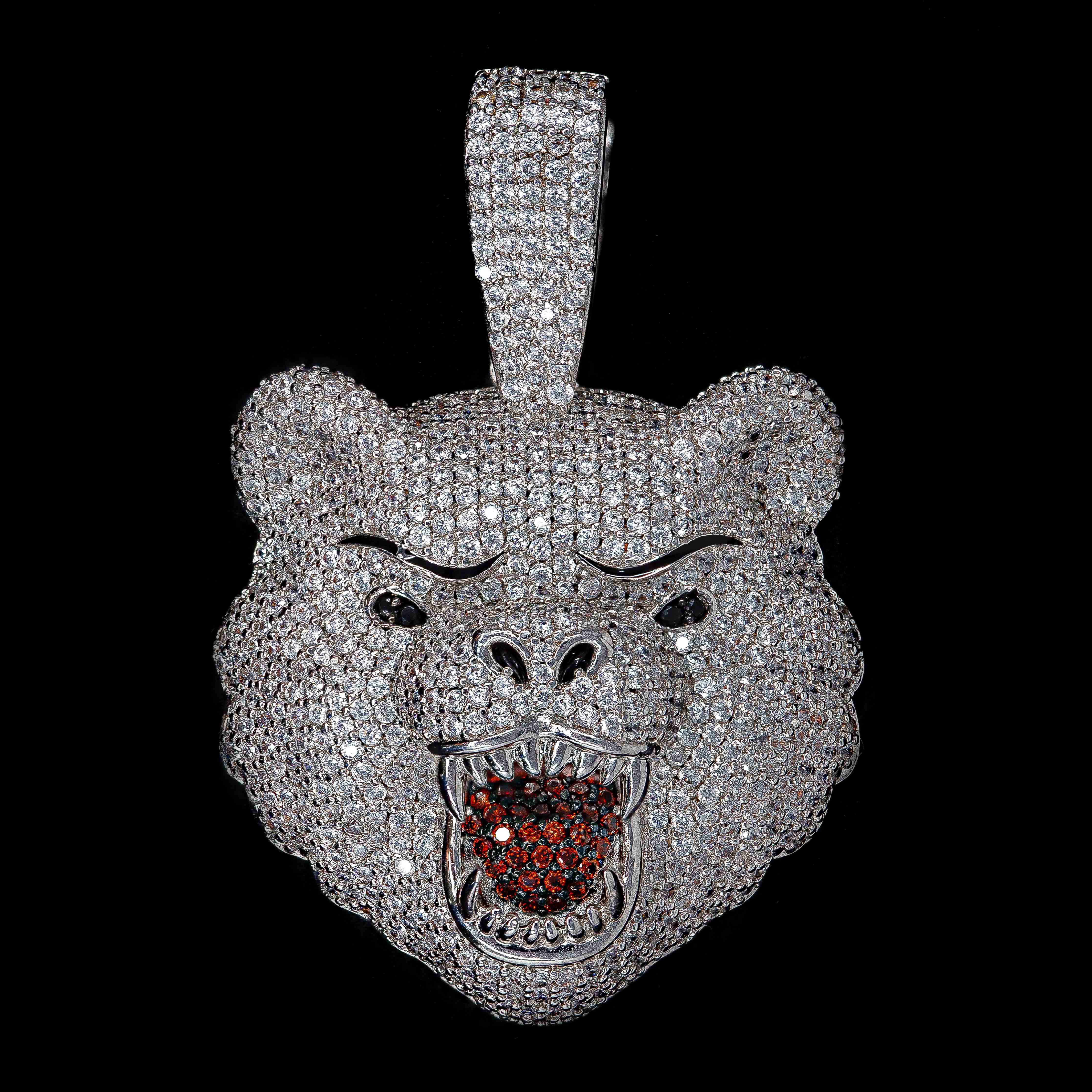 Iced Out Bear in White Gold (alternate view) · male-model