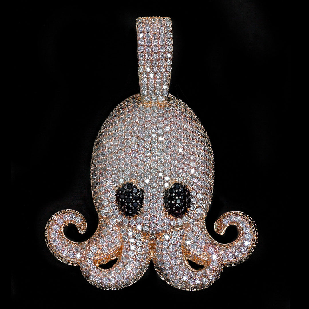 Iced Out Diamond Octopus Pendant in Rose Gold | SKRT® · male-model