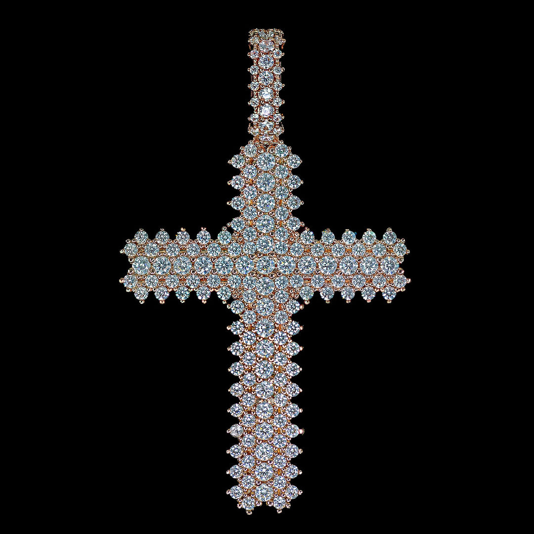 Iced Flower Set Cross Pendant (view 3 of 3) · male-model