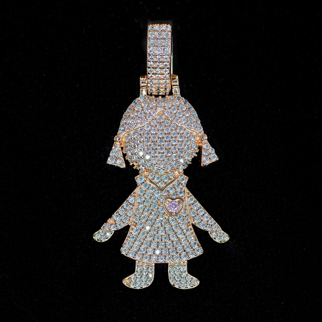 Iced Girl / Daughter Pendant in Rose Gold (alternate view) · male-model