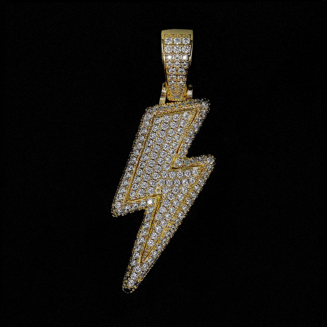 Iced Lightning Bolt in Yellow Gold | SKRT® · male-model
