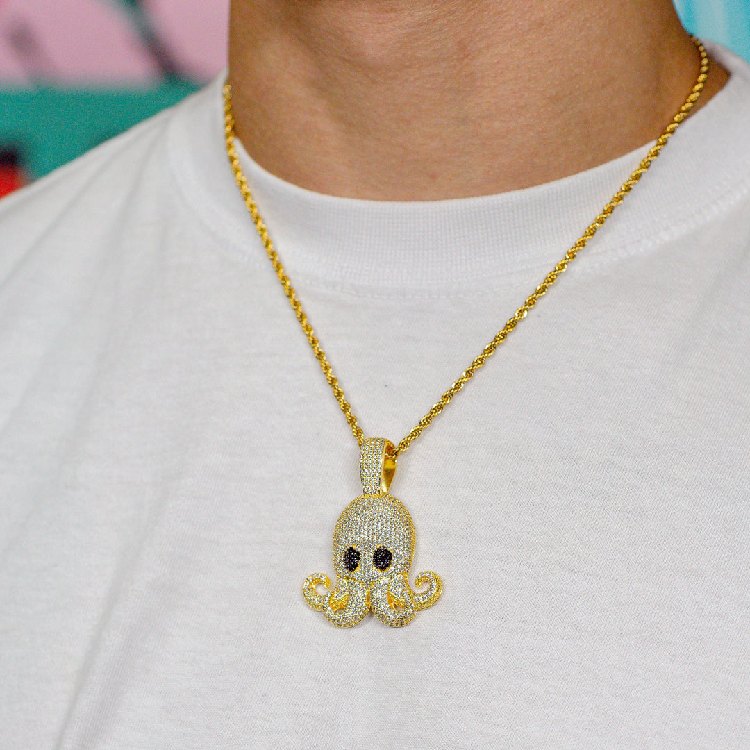 Iced Octopus Pendant in Yellow Gold (view 3 of 3) · male-model