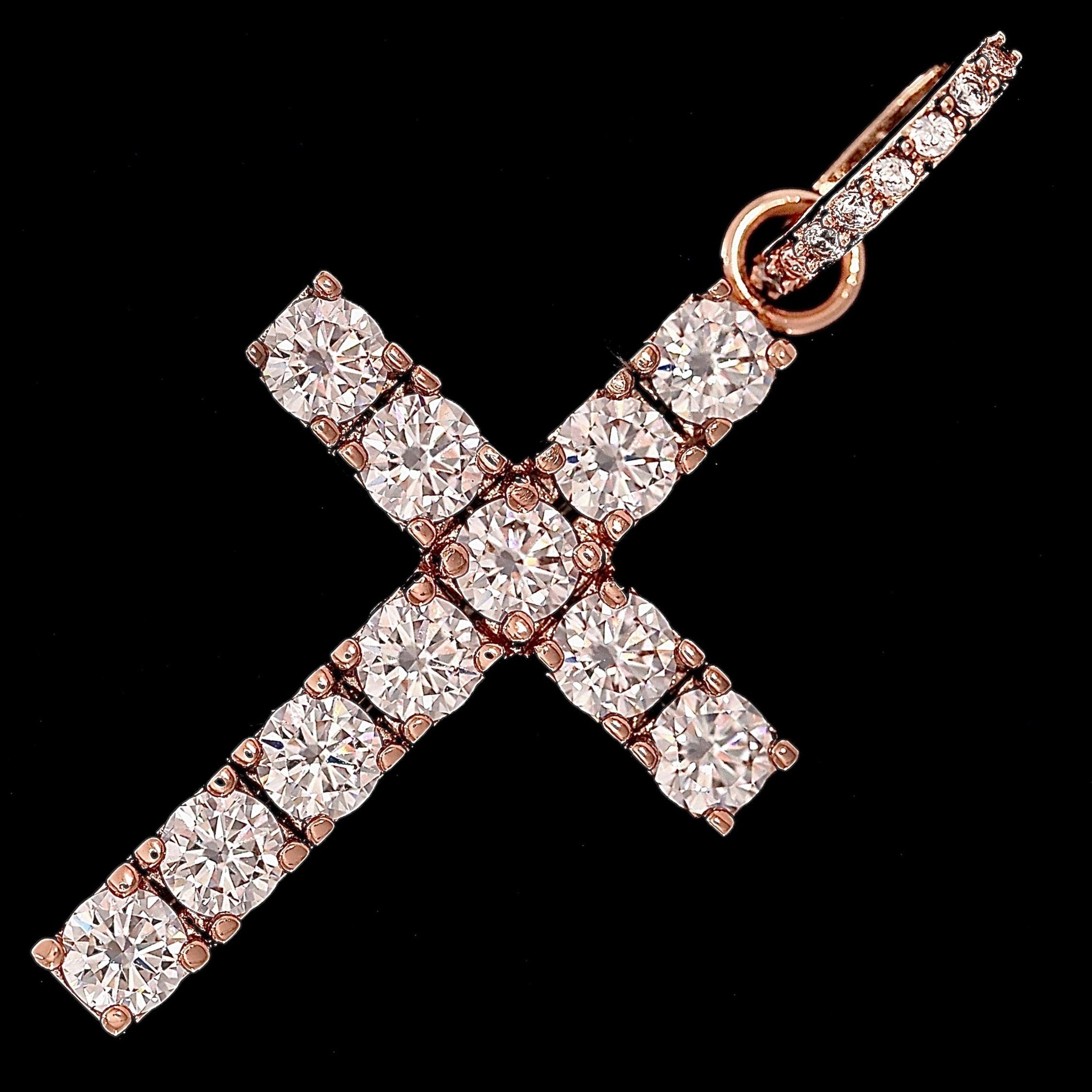 Iced Out Original Cross in Rose Gold (alternate view) · male-model