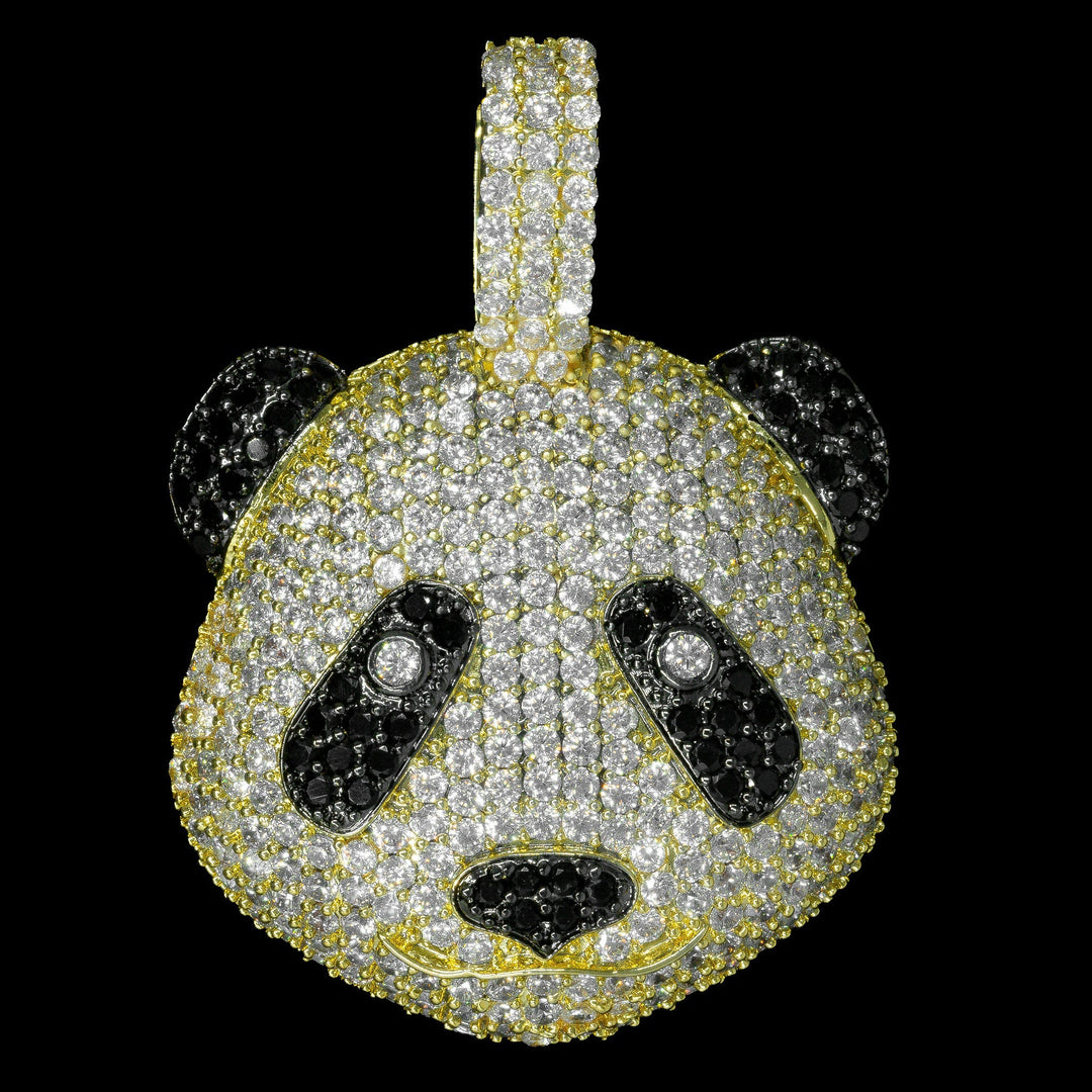 Iced Panda Pendant - 18K Yellow Gold · male-model