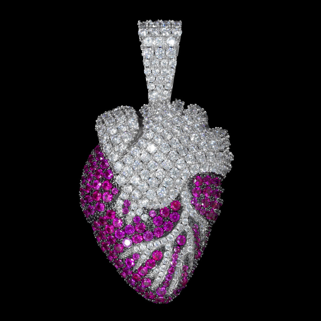 Iced Realistic Heart in White Gold (view 2 of 4) · male-model