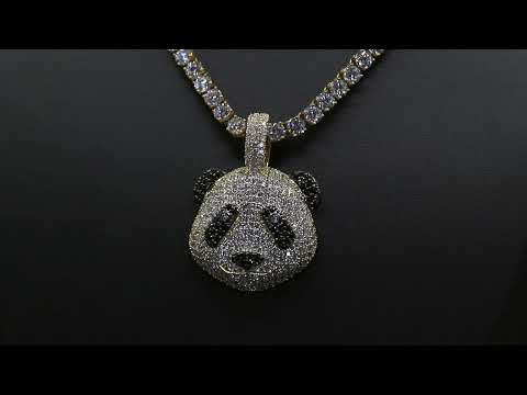 Iced Panda Pendant in 18K Rose Gold