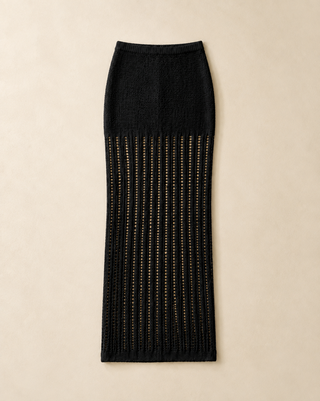Black Crochet Knit Maxi Skirt