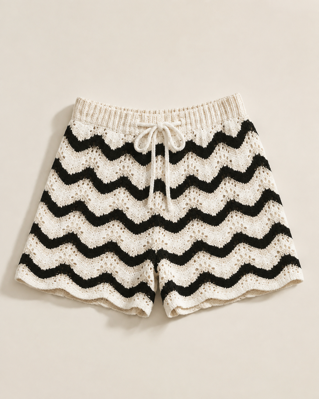 Black and White Chevron Knit Shorts