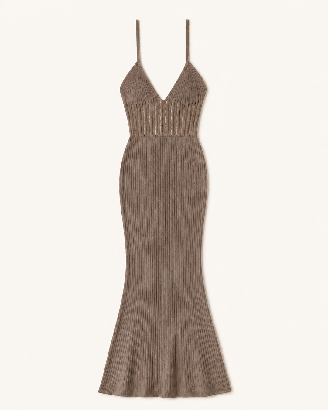 Mocha/Taupe Knit Halter Maxi Dress