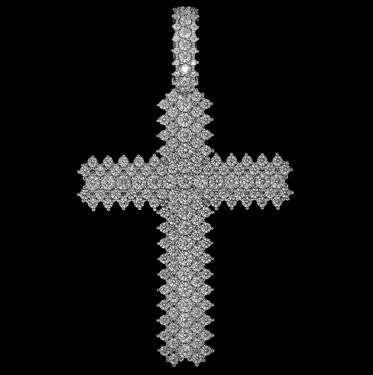 Diamond Spiky Cross Pendant in White Gold