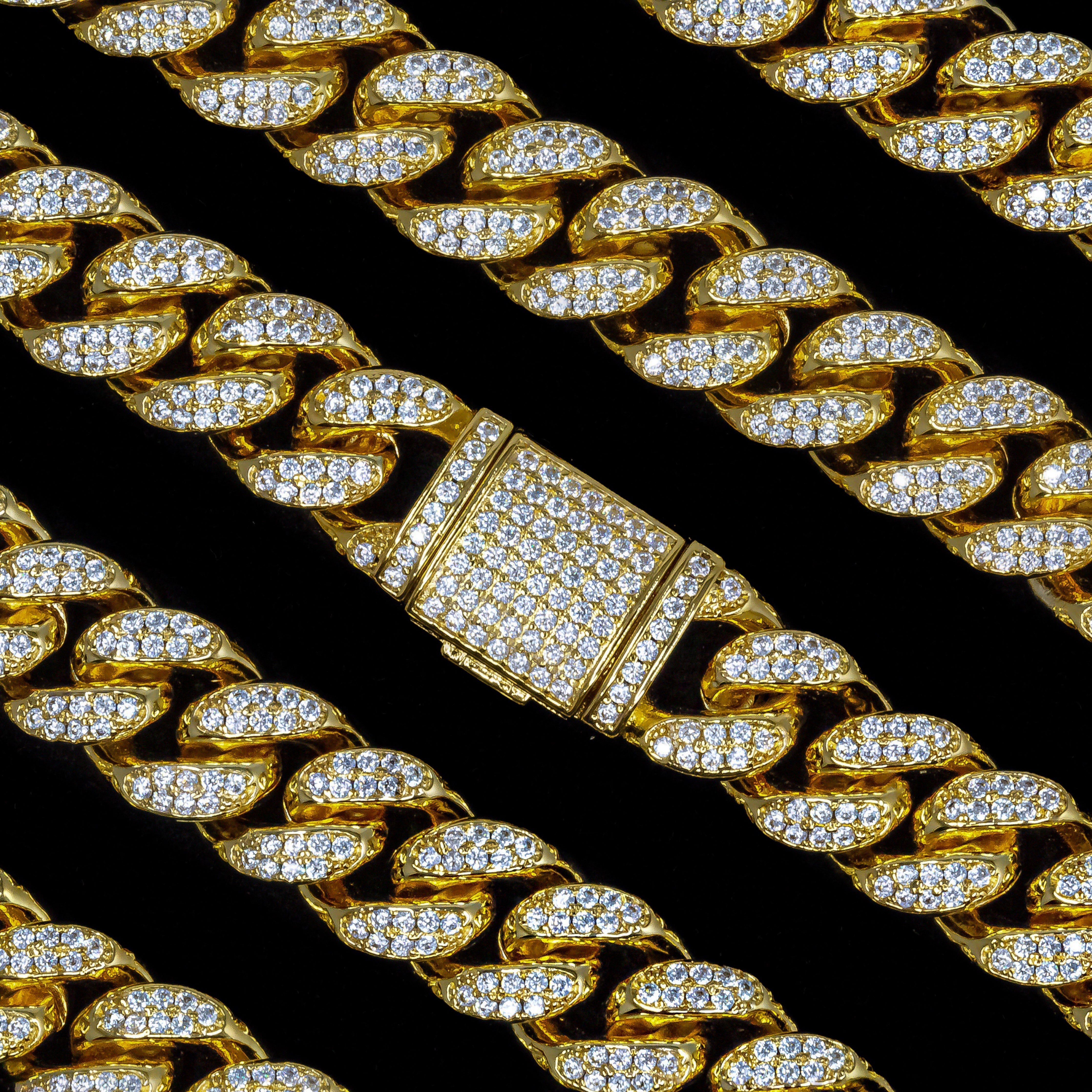 Iced out Yellow Gold Cuban link bracelet